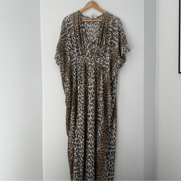 Vintage 1970s leopard animal print kaftan maxi dress - One Size - Picture 4 of 6